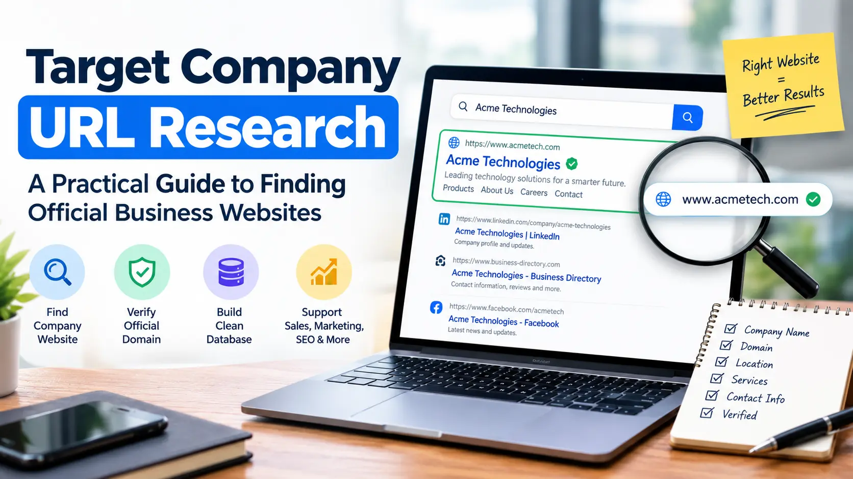 Target Company URL Research: A Practical Guide to Finding Official Business Websites